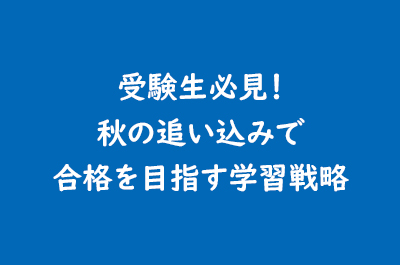 受験生必見！秋の追い込みで合格を目指す学習戦略